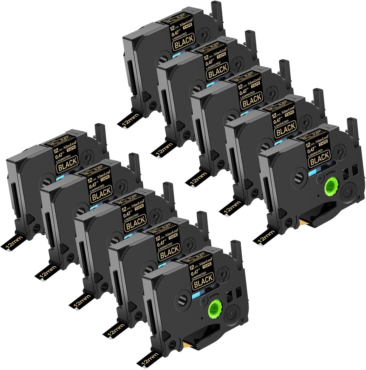 NineLeaf 10PK Compatible Label Tape for Brother TZe-334 12mm