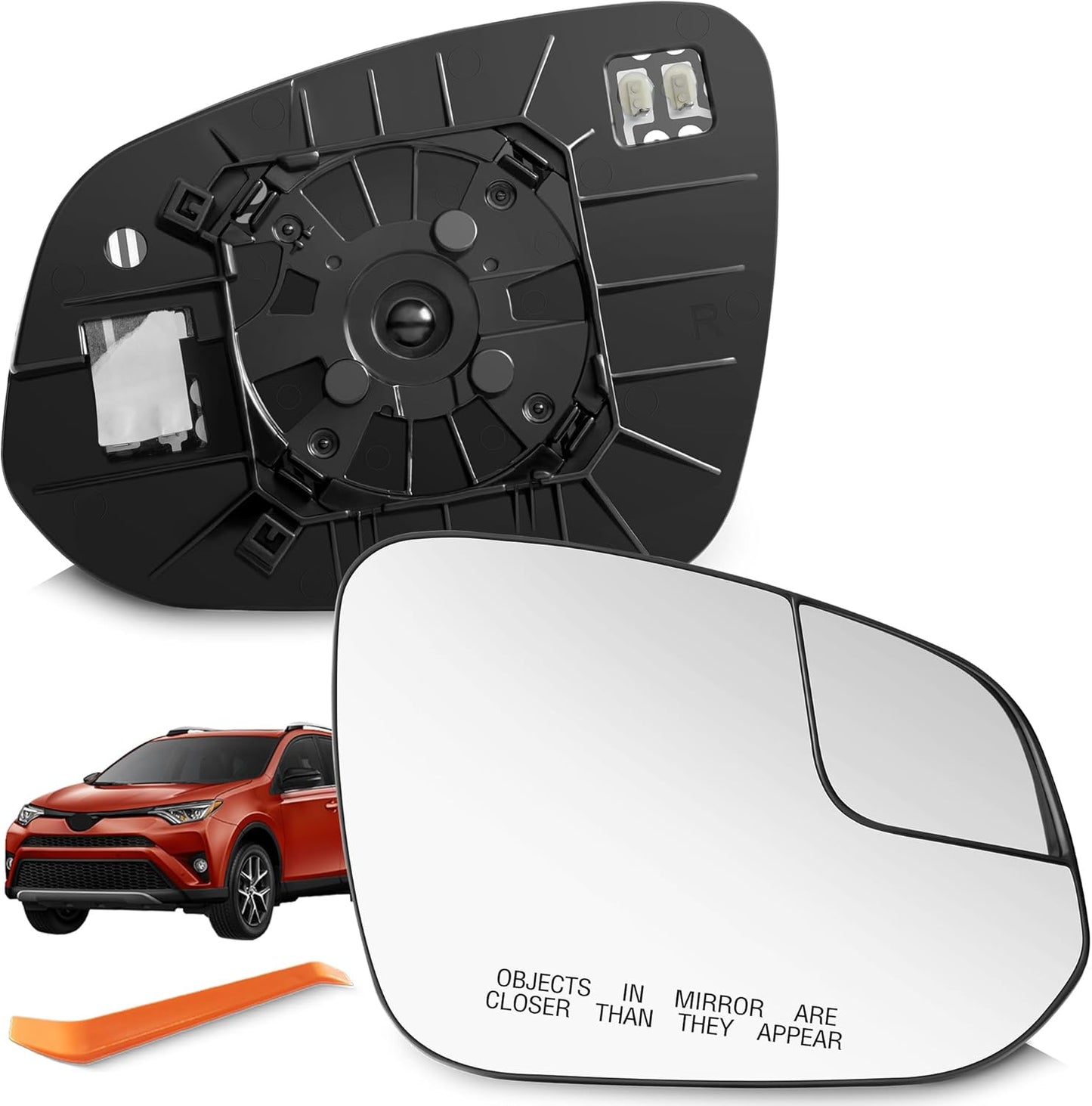 Compatible Toyota RAV4 Passenger Side Mirror Glass for 2016-2018