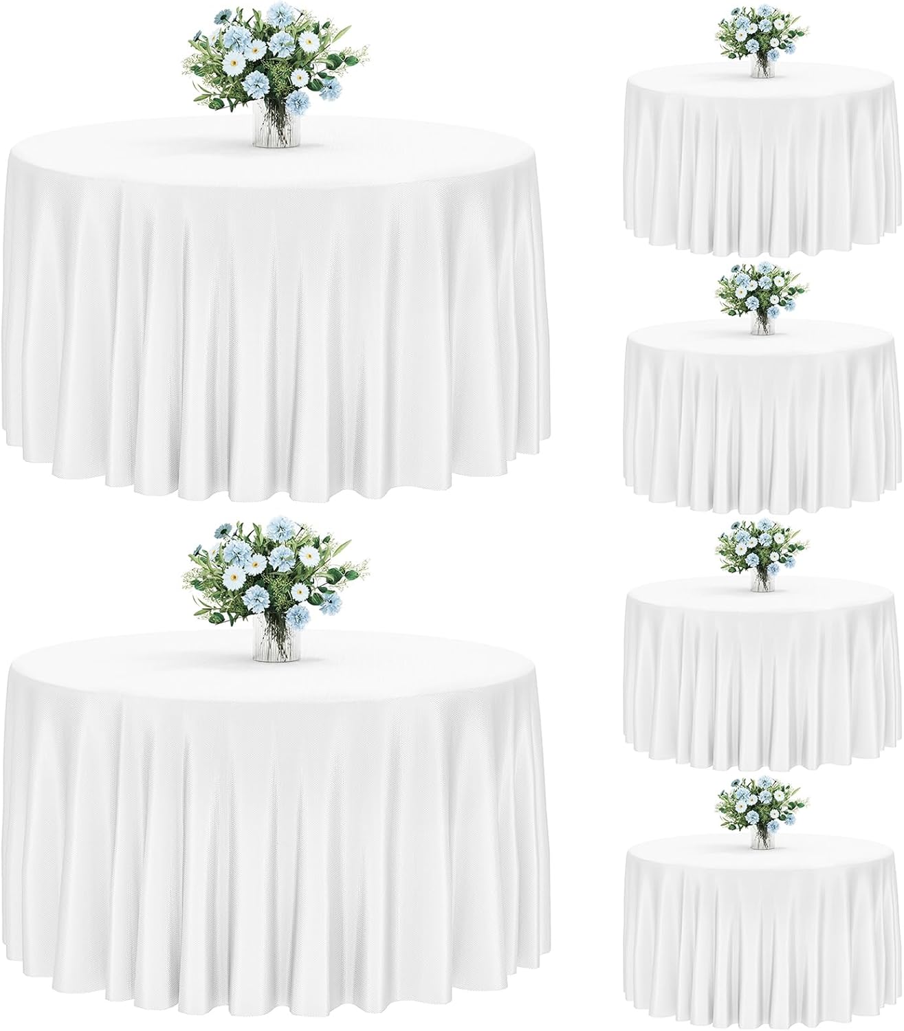 Fixwal White Round Tablecloth for 20-40 in Tables, 6 Pack