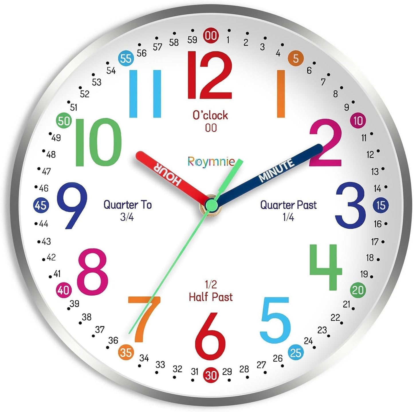 14 Inch Wall Clock for Kids Learning to Tell Time - Ideal Gift