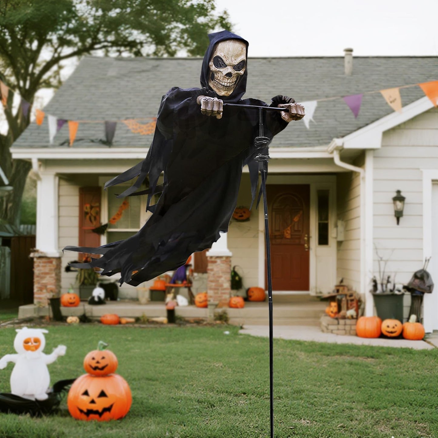 LarpGears 7.8Ft Flying Rotated Skull Reaper Ghost Decoration