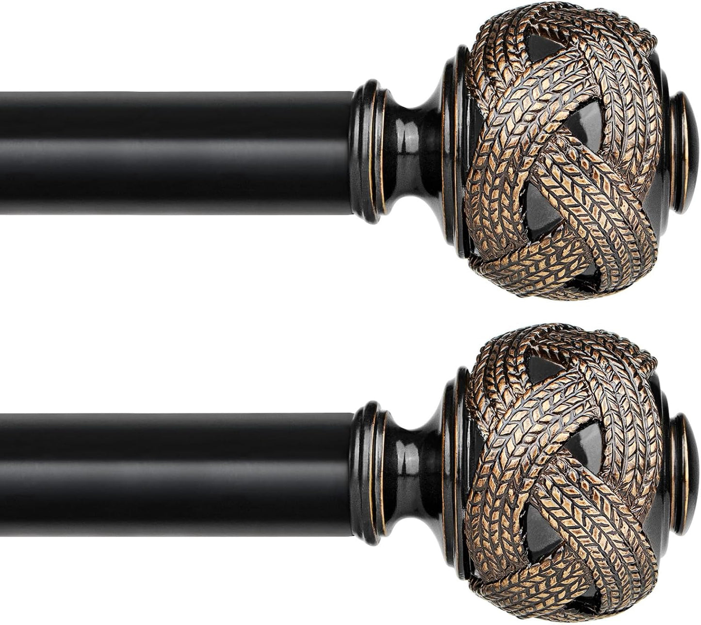 Telescoping Curtain Rods 32 to 58 Inches with Leaf Finials