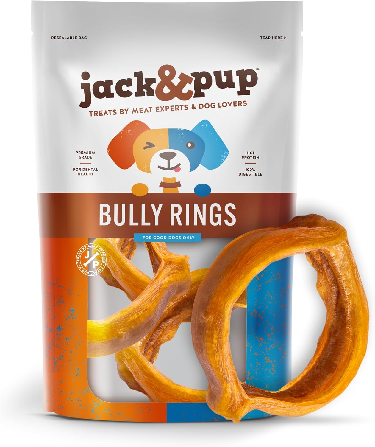 Bully Rings for Dogs - All-Natural Rawhide Free Chews 8 Pack