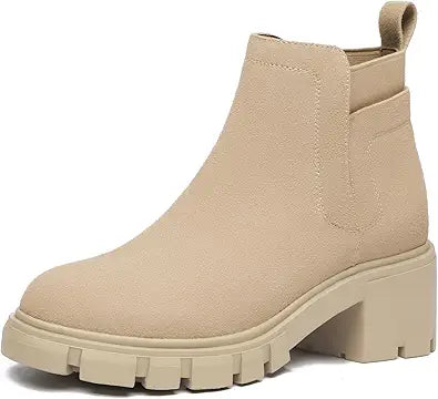 Athlefit Women's Chelsea Boots with Chunky Heel for Style