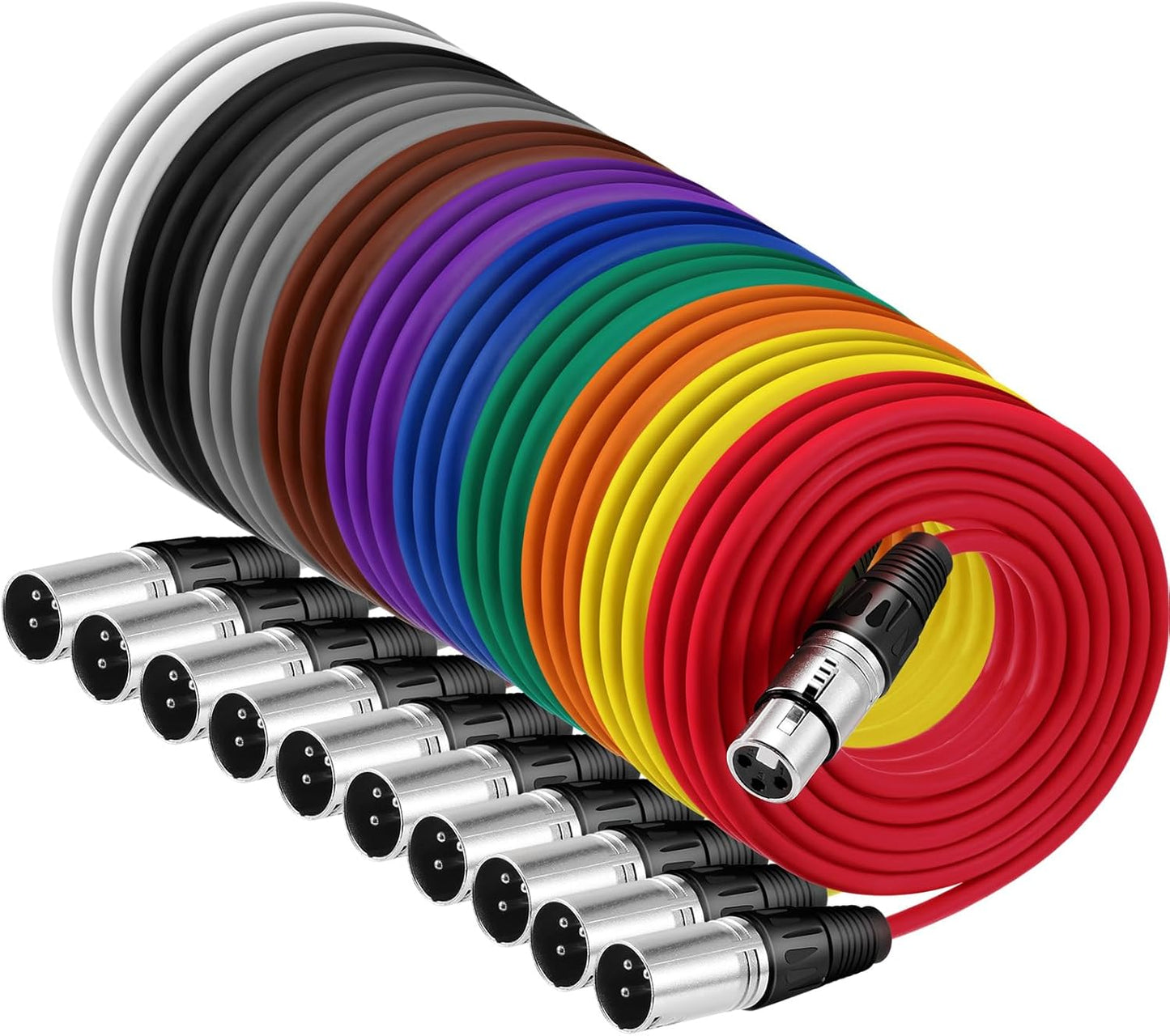 XLR 6 ft Mixed Color Cables for Microphone and Mixer Use