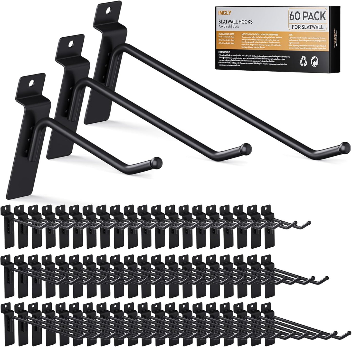 Heavy Duty Slatwall Hooks for Garage and Retail Display Needs