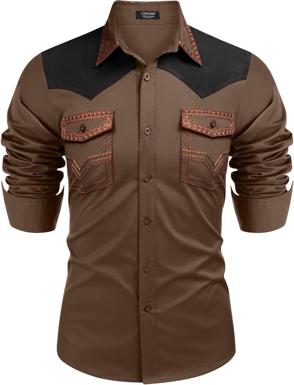 COOFANDY Men's Western Cowboy Shirt for Stylish Casual Wear