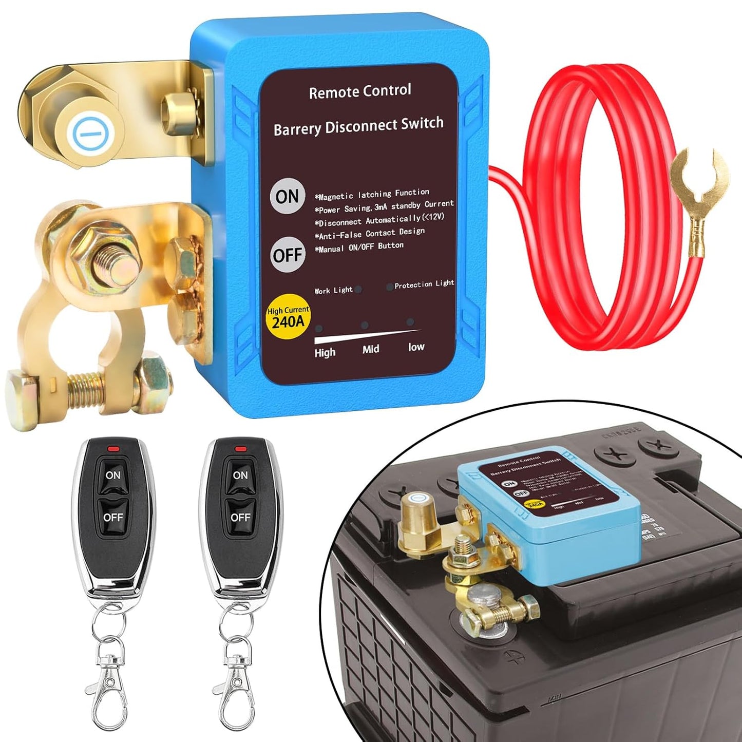 Remote Battery Disconnect Switch 12v for Cars, Trucks, RVs
