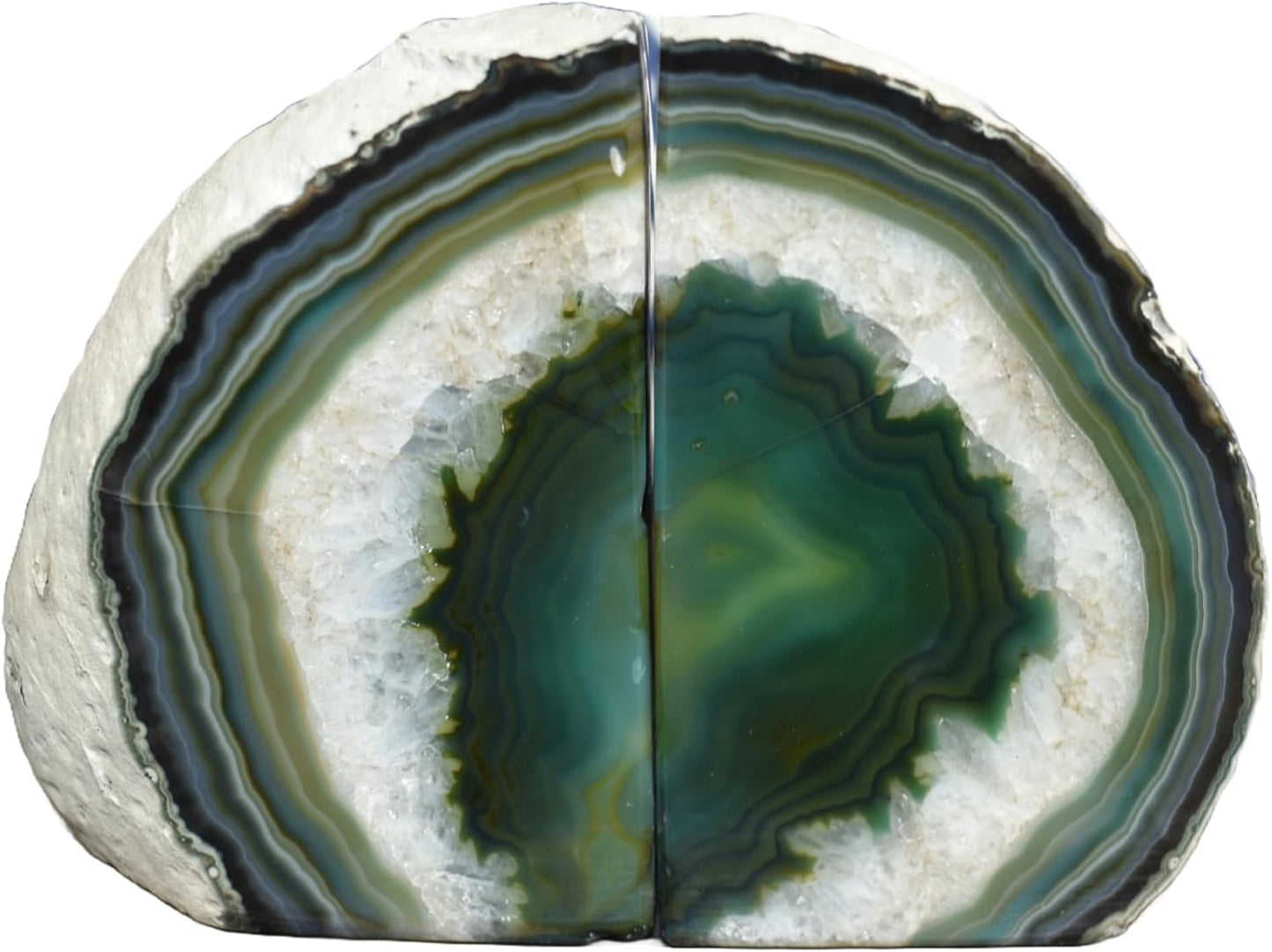 Nature's Decorations Agate Bookends - Unique Green Geode Pair