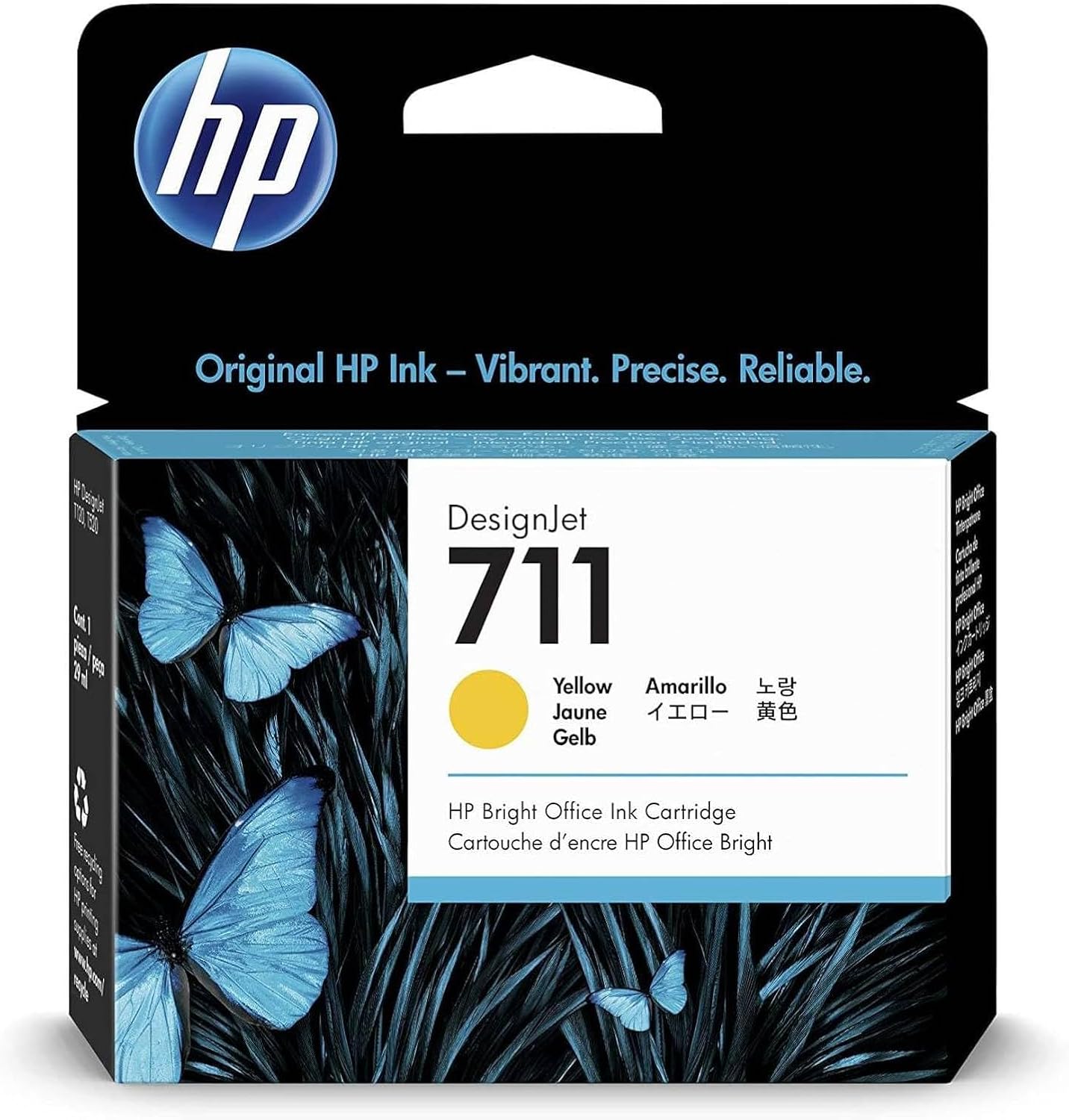 HP 711 Yellow 29-ml Genuine Ink Cartridge for DesignJet Printers