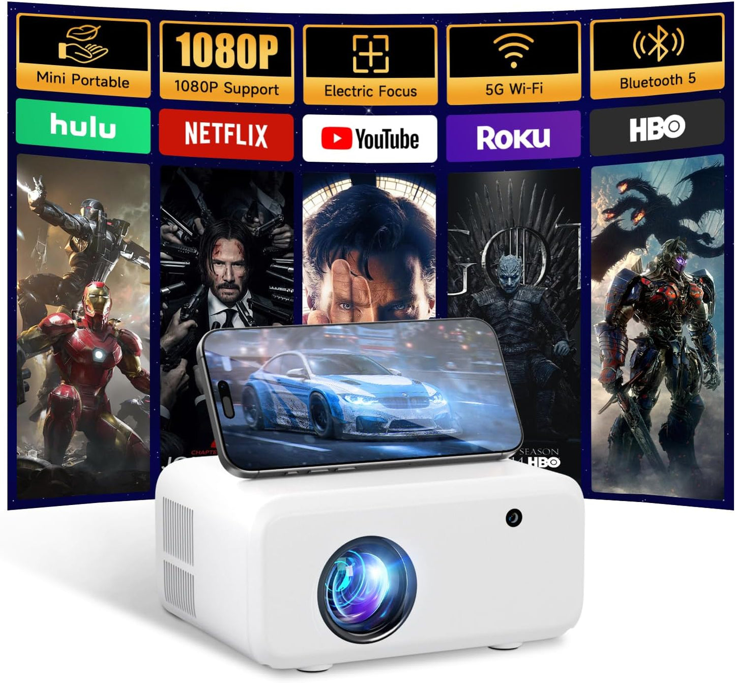 Mini Projector with WiFi and Bluetooth for Home Cinema Fun