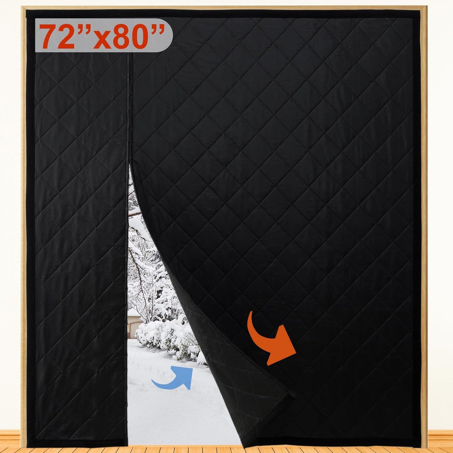 Reversible Wide Magnetic Thermal Insulated Door Curtain for Winter