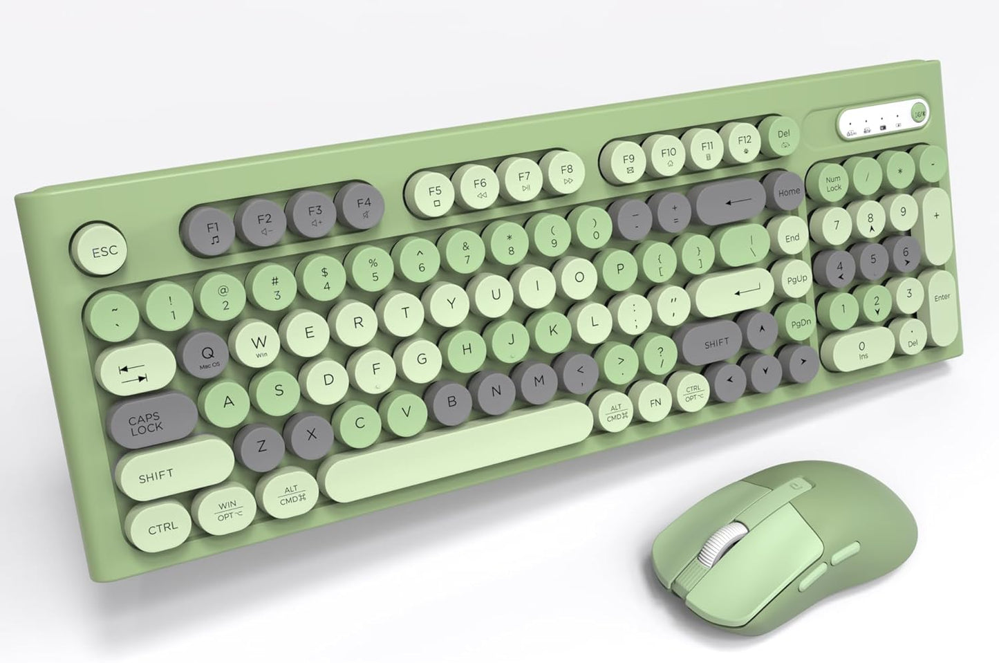 Wireless Keyboard Mouse Combo with Colorful Round Keycaps