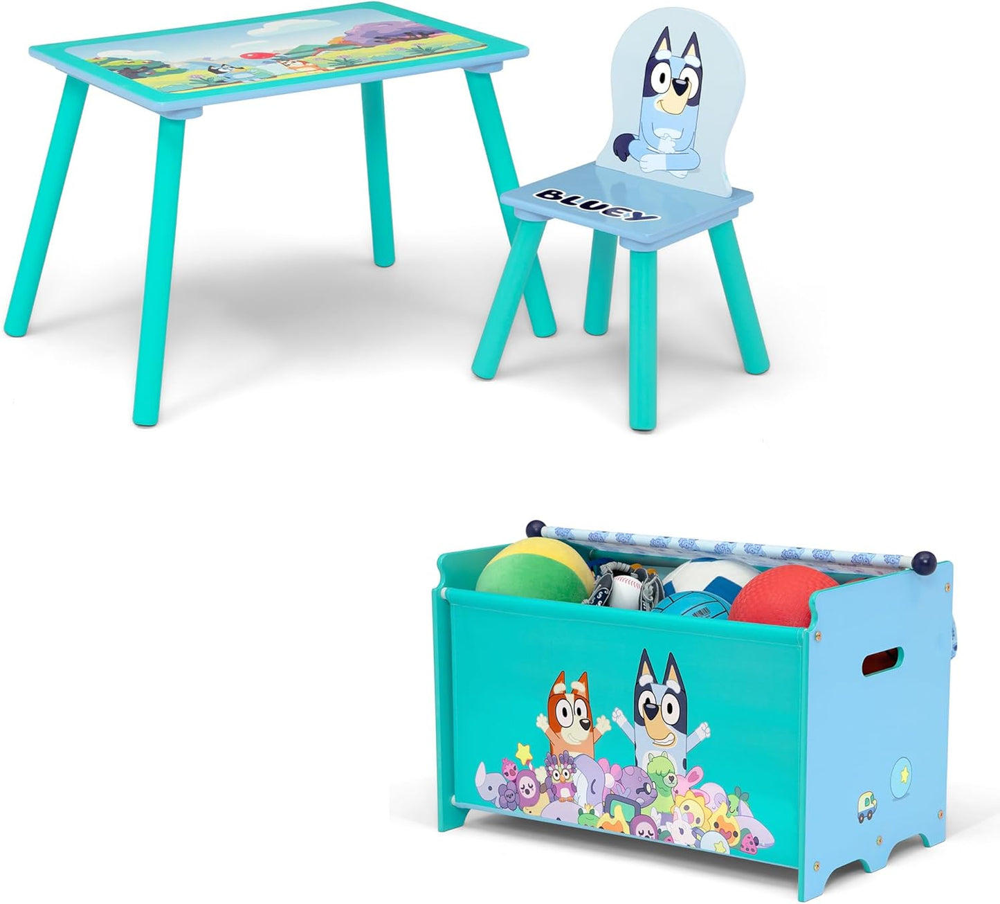 Bluey Toddler Playroom Set - Table, Chair & Toy Box