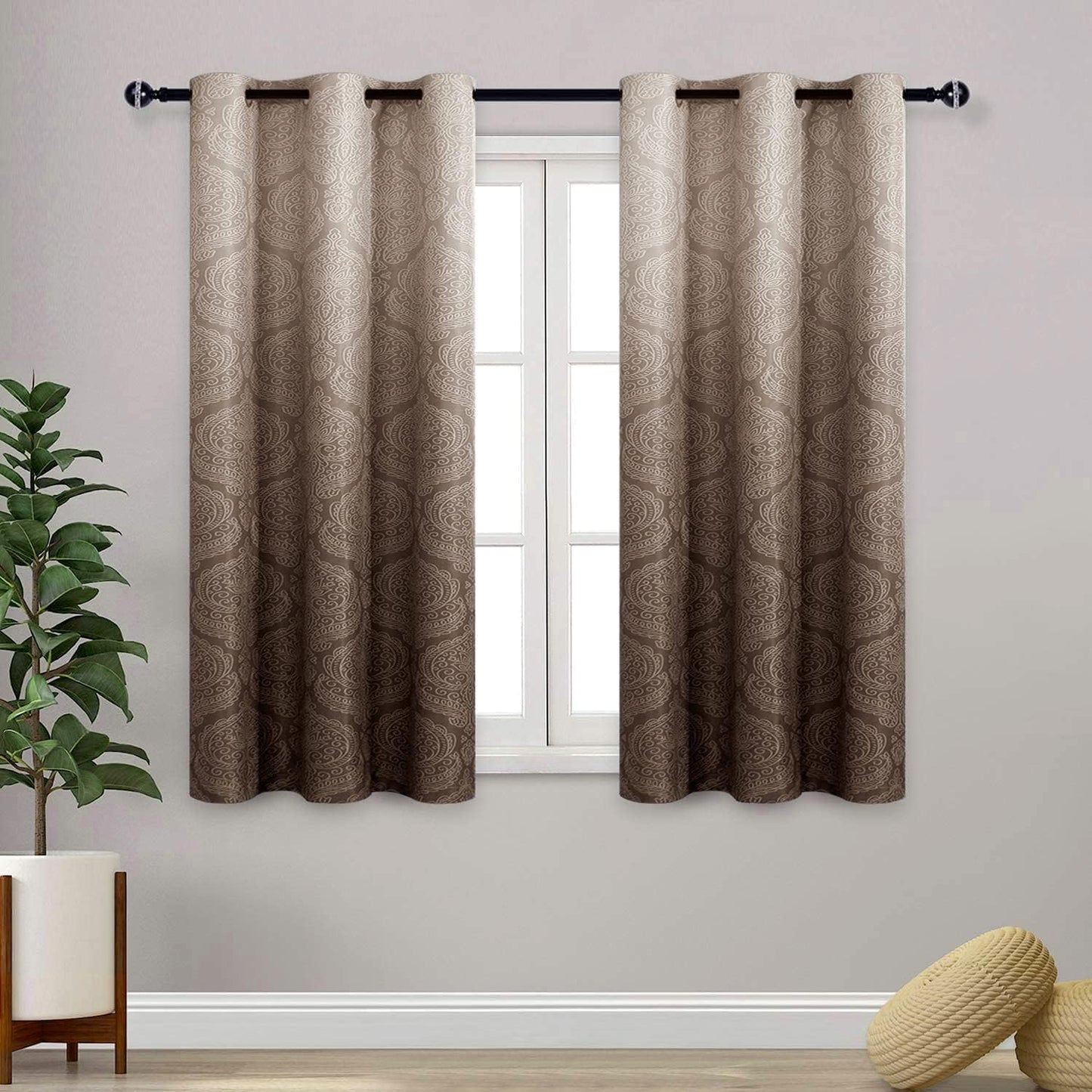 Ombre Blackout Curtains for Bedroom - Damask Patterned Design