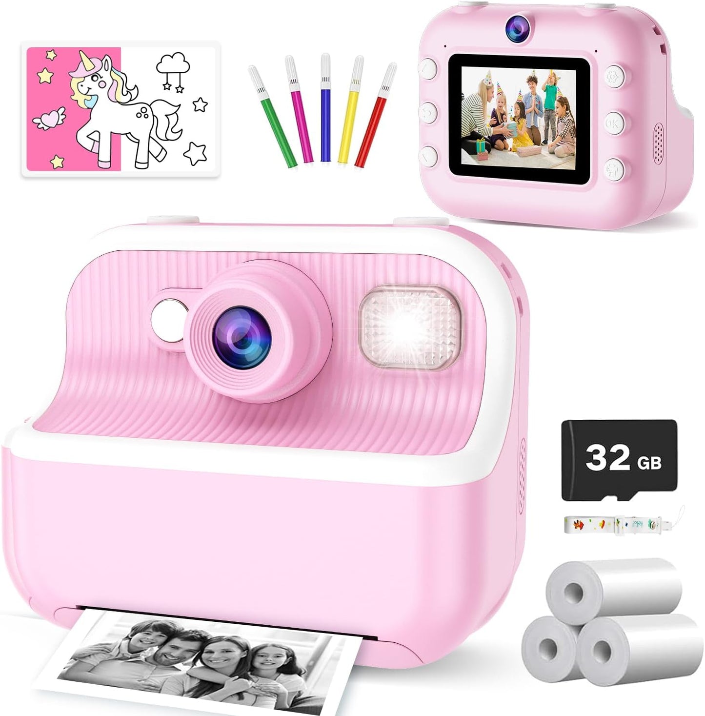 Instant Print 1080P Kids Camera - Perfect Gift for Girls!