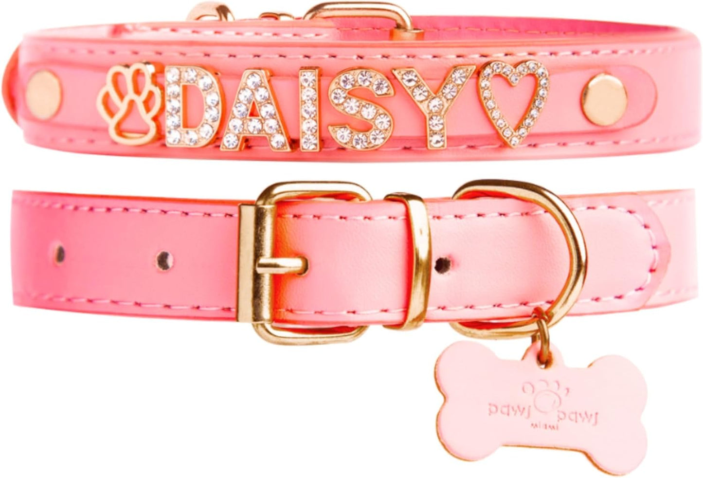 Custom Dog Collar for Large Dogs with Gold-Plated Initials