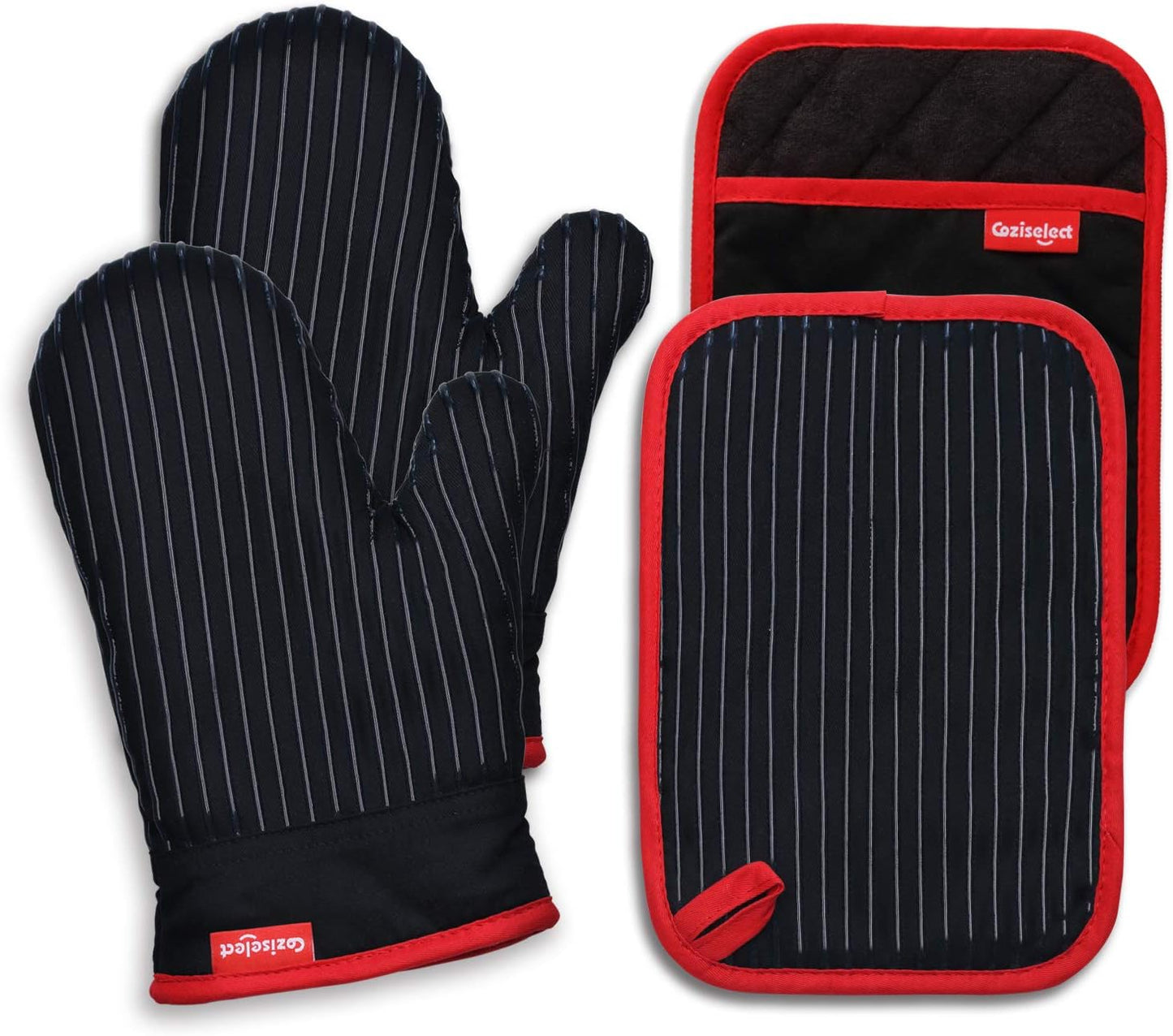 Heat Resistant Silicon Gloves, Pure Cotton Oven Mitt Set