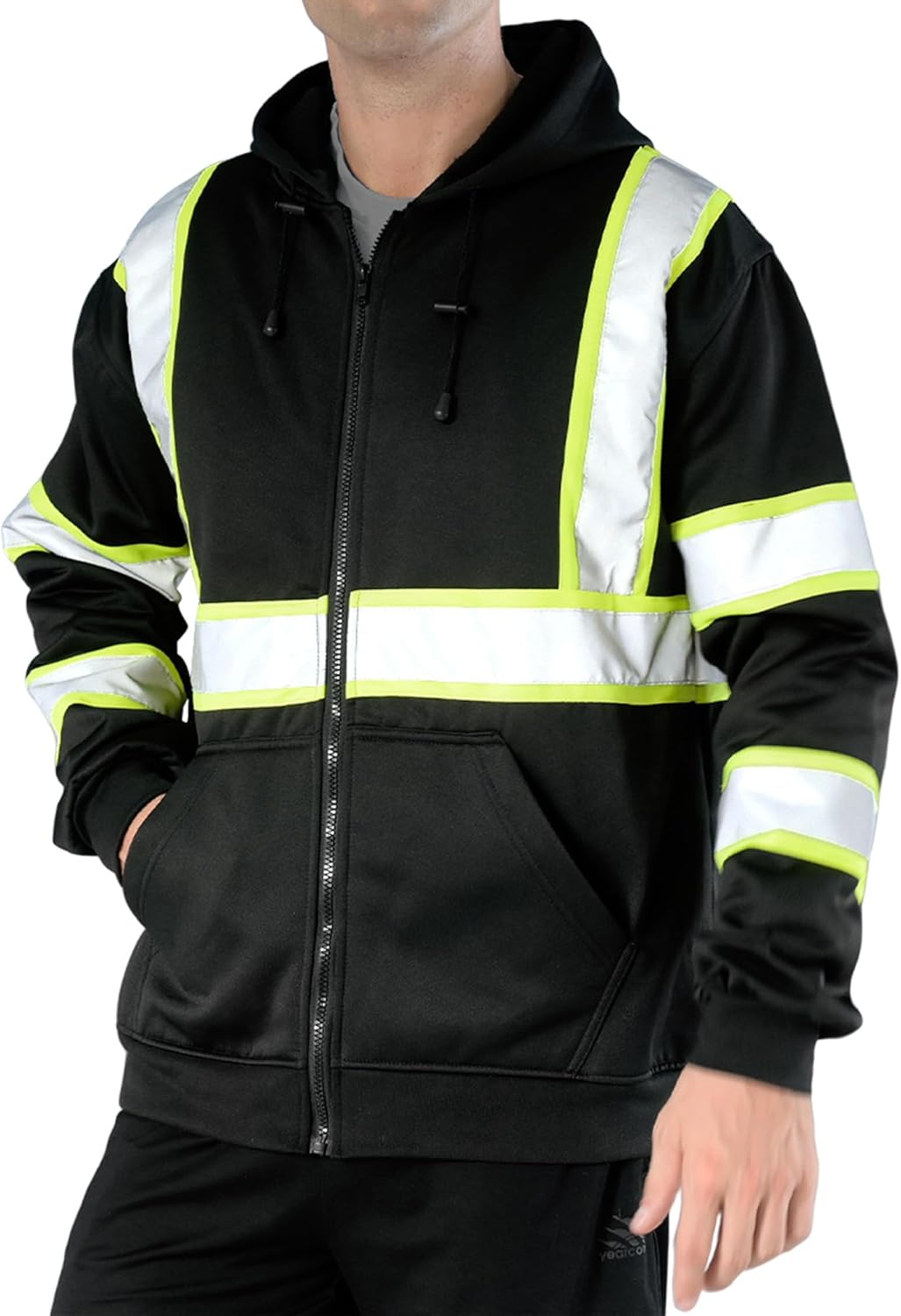 High Visibility Safety Sweatshirt for Men with Reflective Stripes