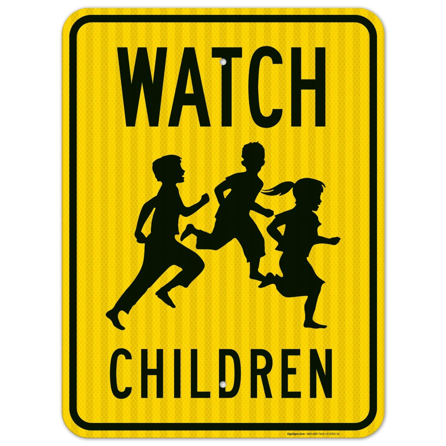 Watch Children Sign - 18x24 Inches Reflective Aluminum Sign