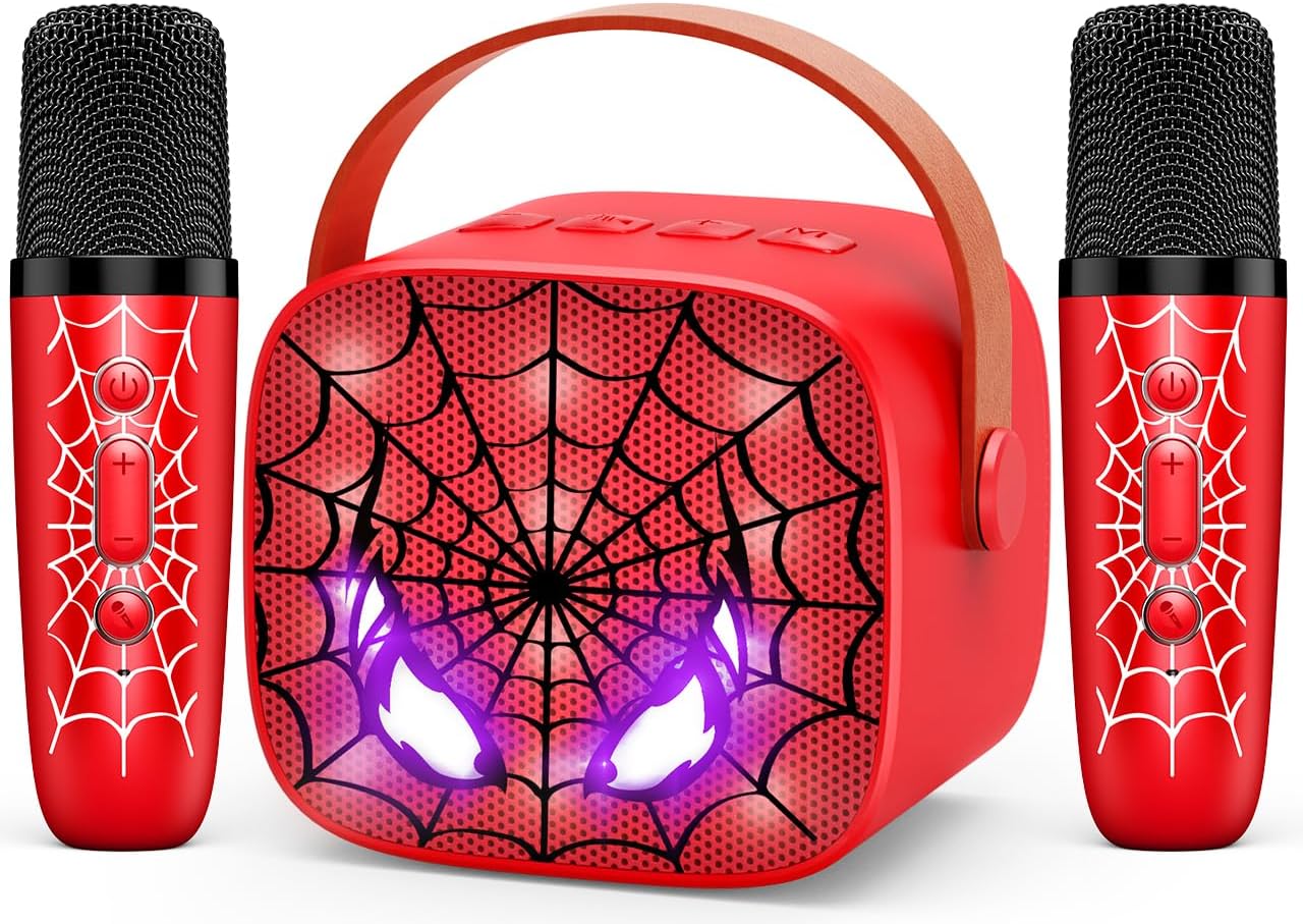 LED Karaoke Toy: Portable Speaker, 2 Mics, Ages 3-12+