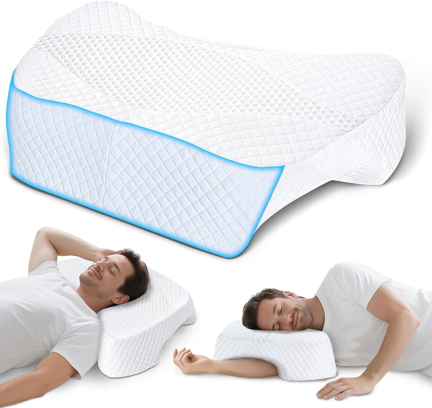 SAHEYER Side Sleeper Pillow with Arm Hole for Neck Pain Relief