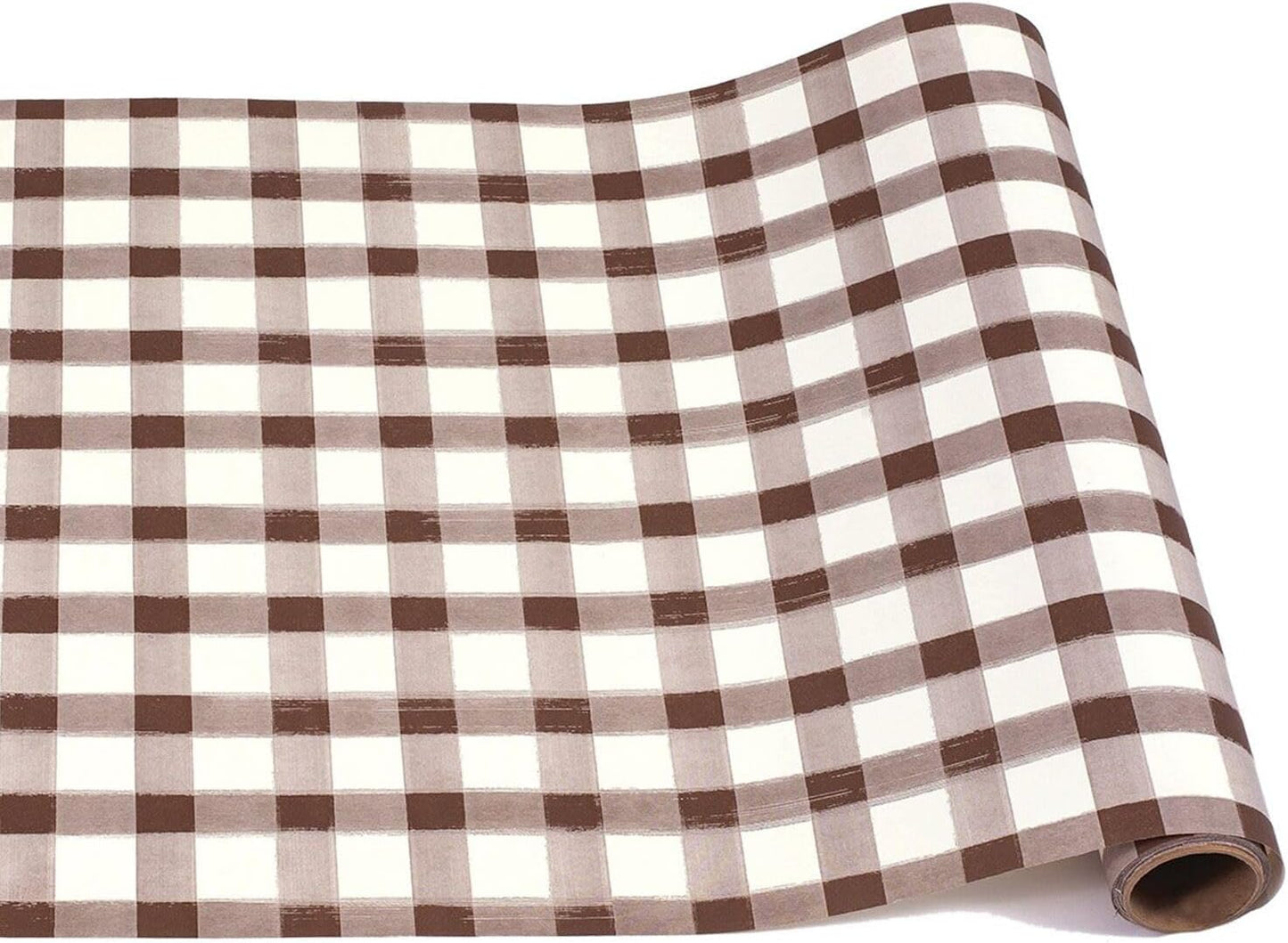 Paper Table Runner Roll - Brown White Buffalo Check for Events