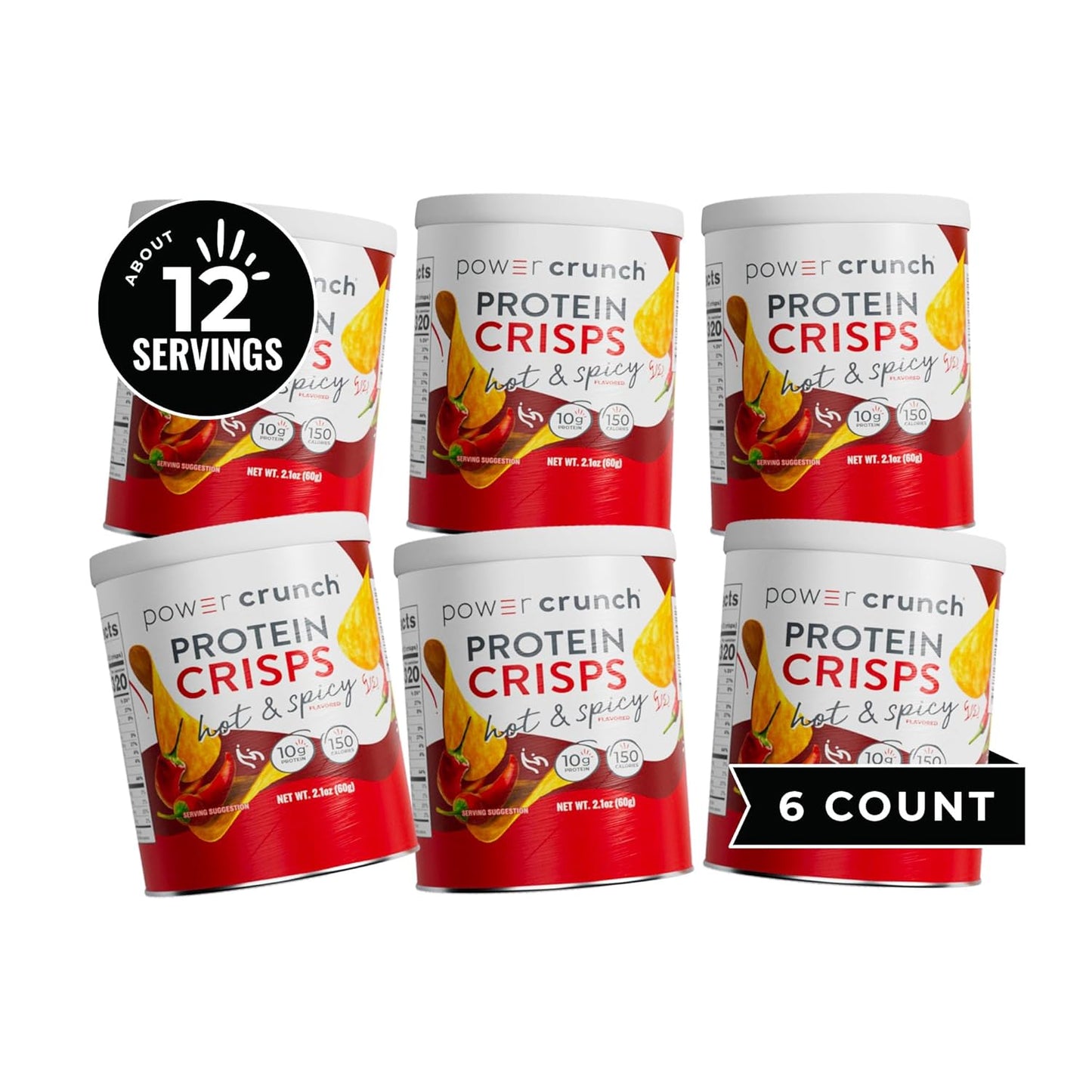 Power Crunch Hot & Spicy Protein Chips - 10g Protein, Pack of 6