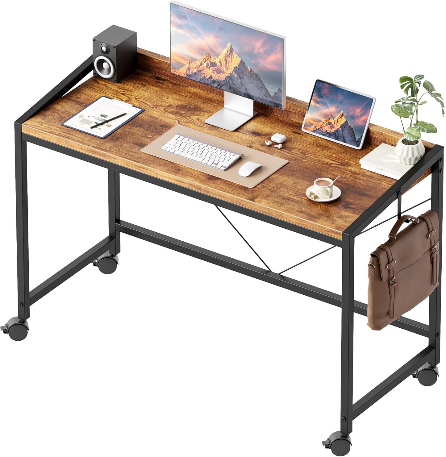 Mericonia Rolling Computer Desk with Wheels for Small Spaces