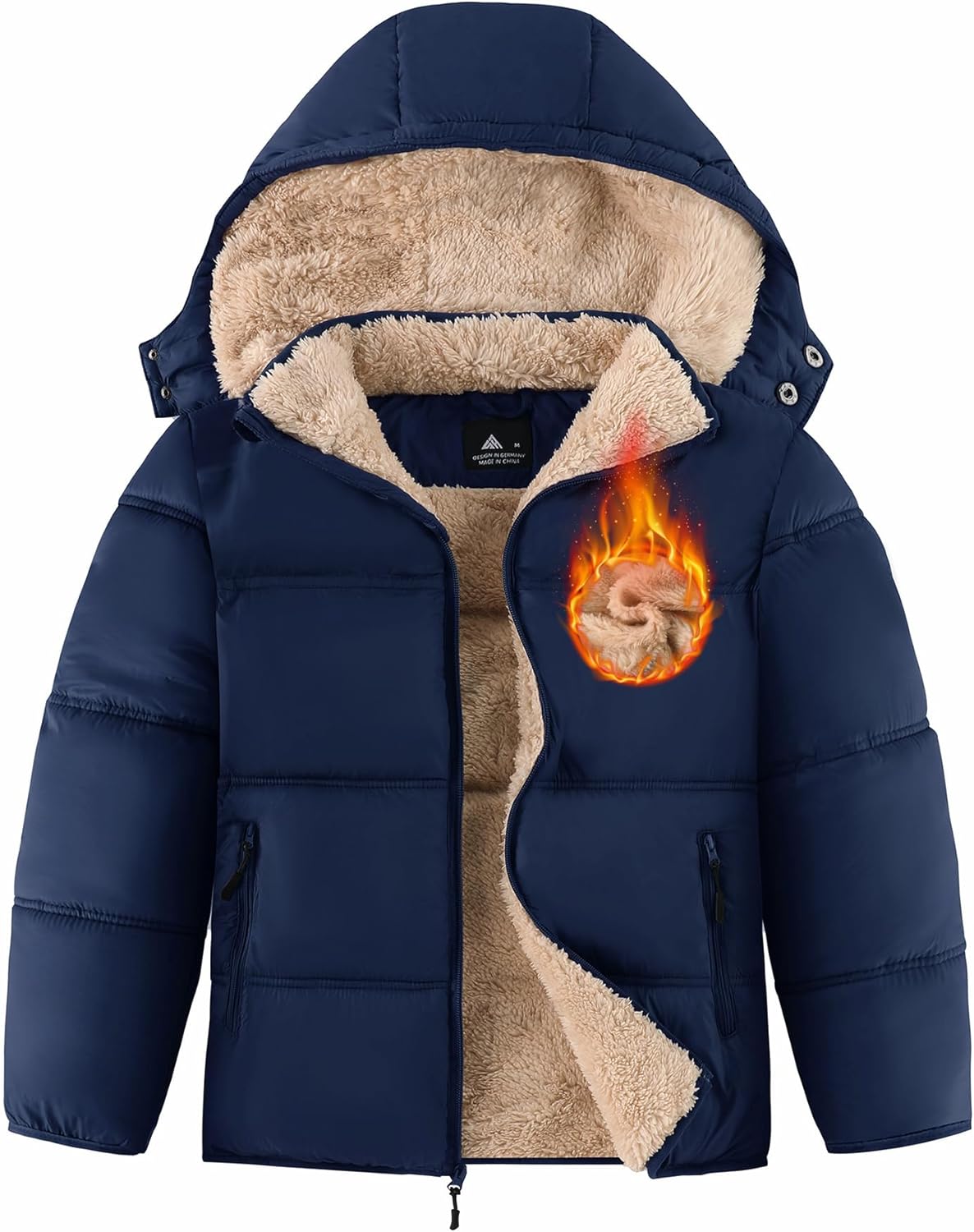 Boy's Winter Coat Heavyweight Puffer Sherpa Fleece Lined