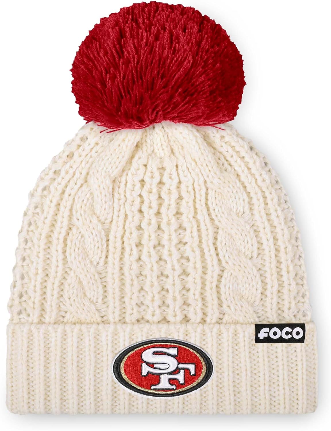 FOCO NFL Womens Team Logo Cable Knit Pom Beanie Hat Review