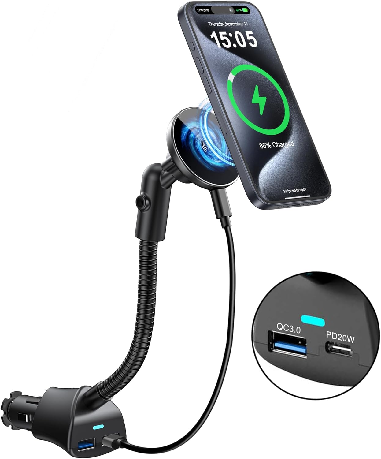MagSafe 15W Car Mount Charger for iPhone 17 16 15 Pro Max