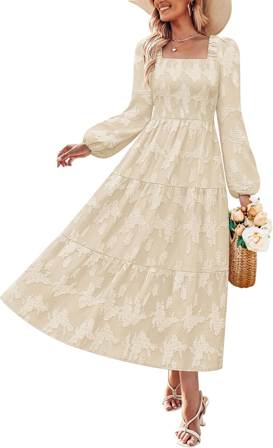 ZESICA Women's Floral Midi Dress for Fall Weddings and Vacations