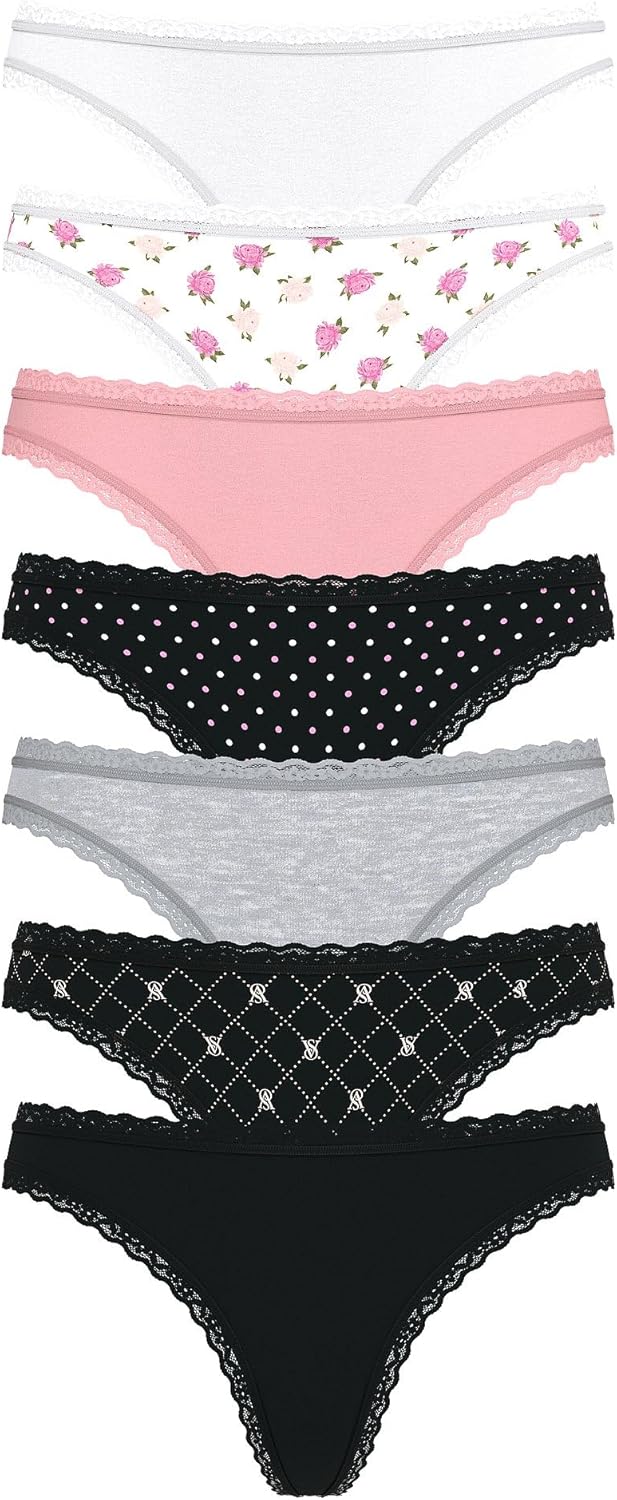 Victoria's Secret Women's Cotton Thong Underwear Multi Pack