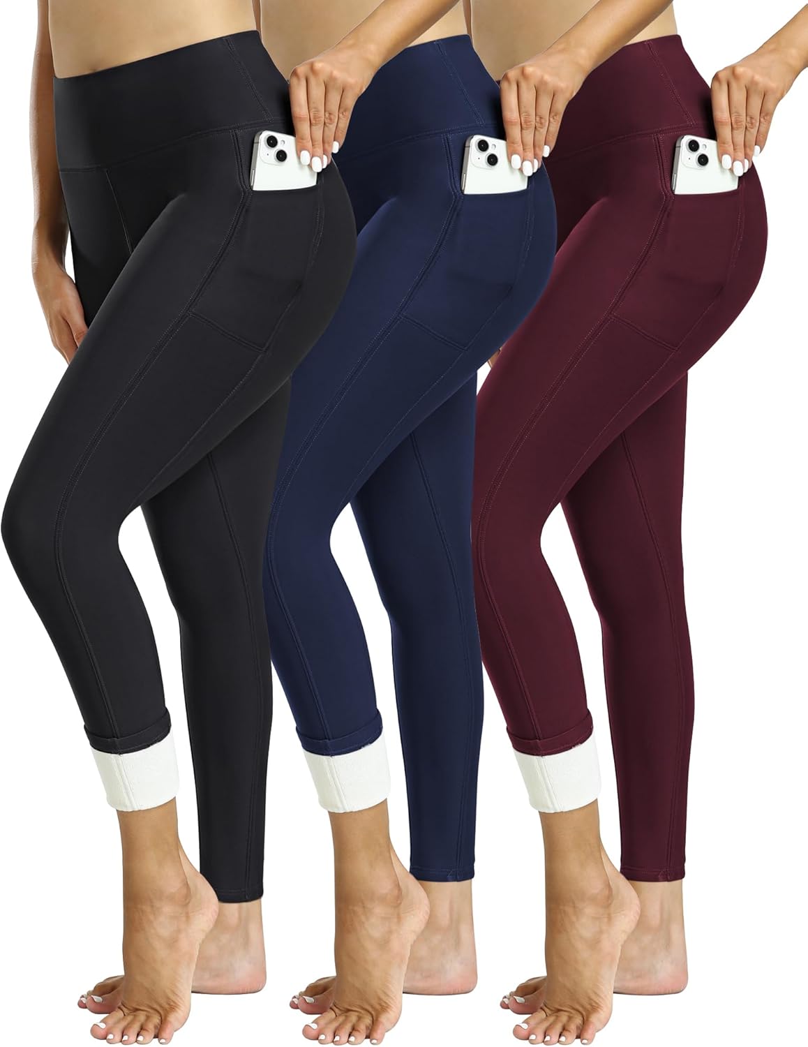 Fleece Lined Leggings for Women with Pockets - Winter Warmth