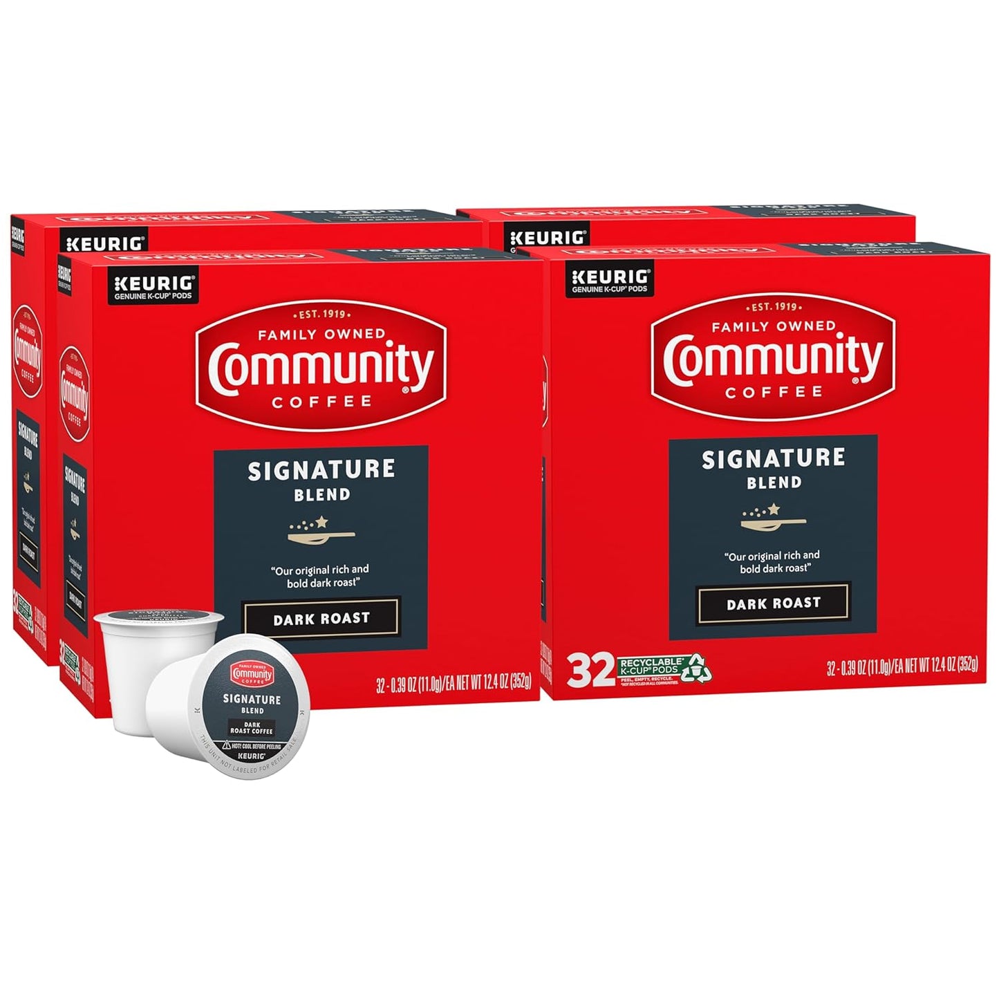 Community Coffee Signature Blend Dark Roast K-Cup Pods 32 Count