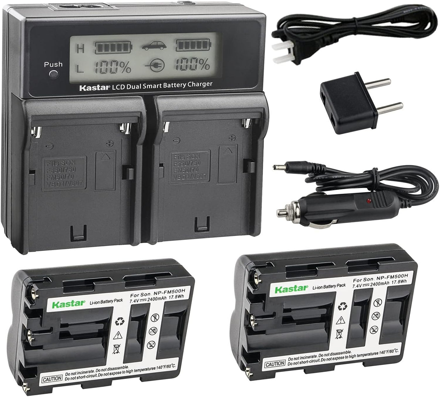 Kastar LCD Dual Smart Fast Charger & 2 Batteries for Sony Cameras