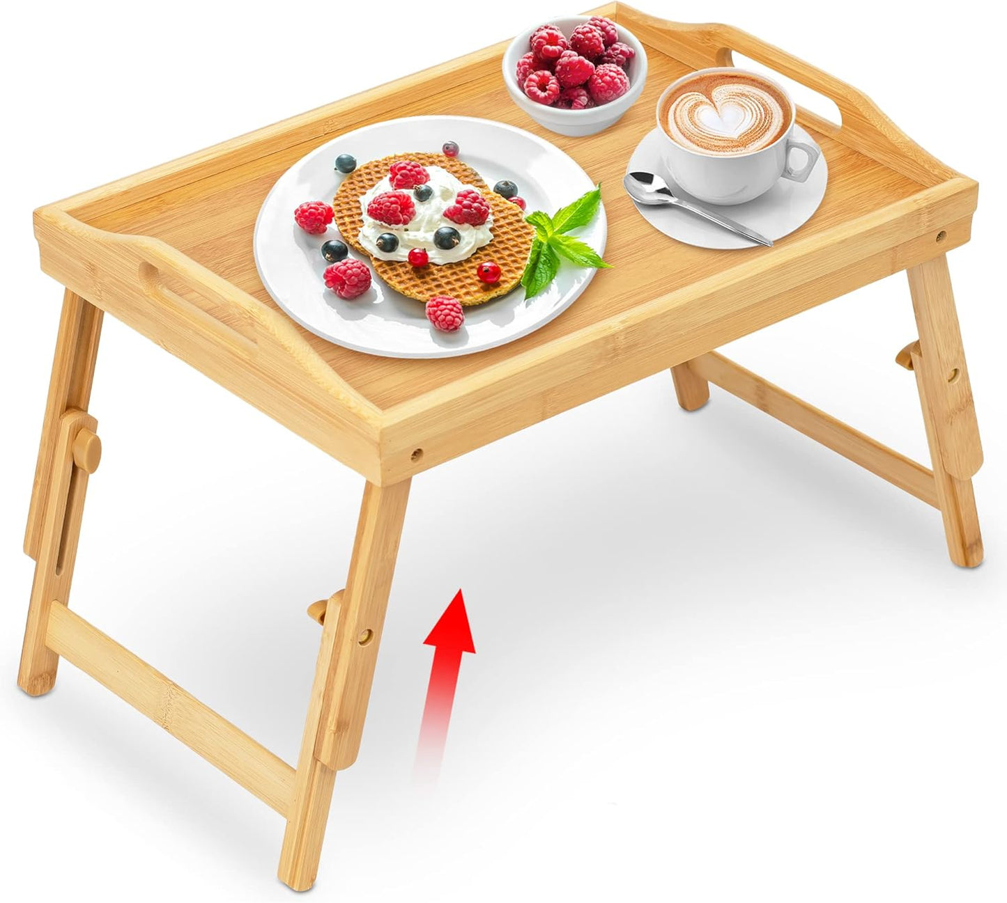 Adjustable Bamboo Bed Tray - Portable Snack Platter
