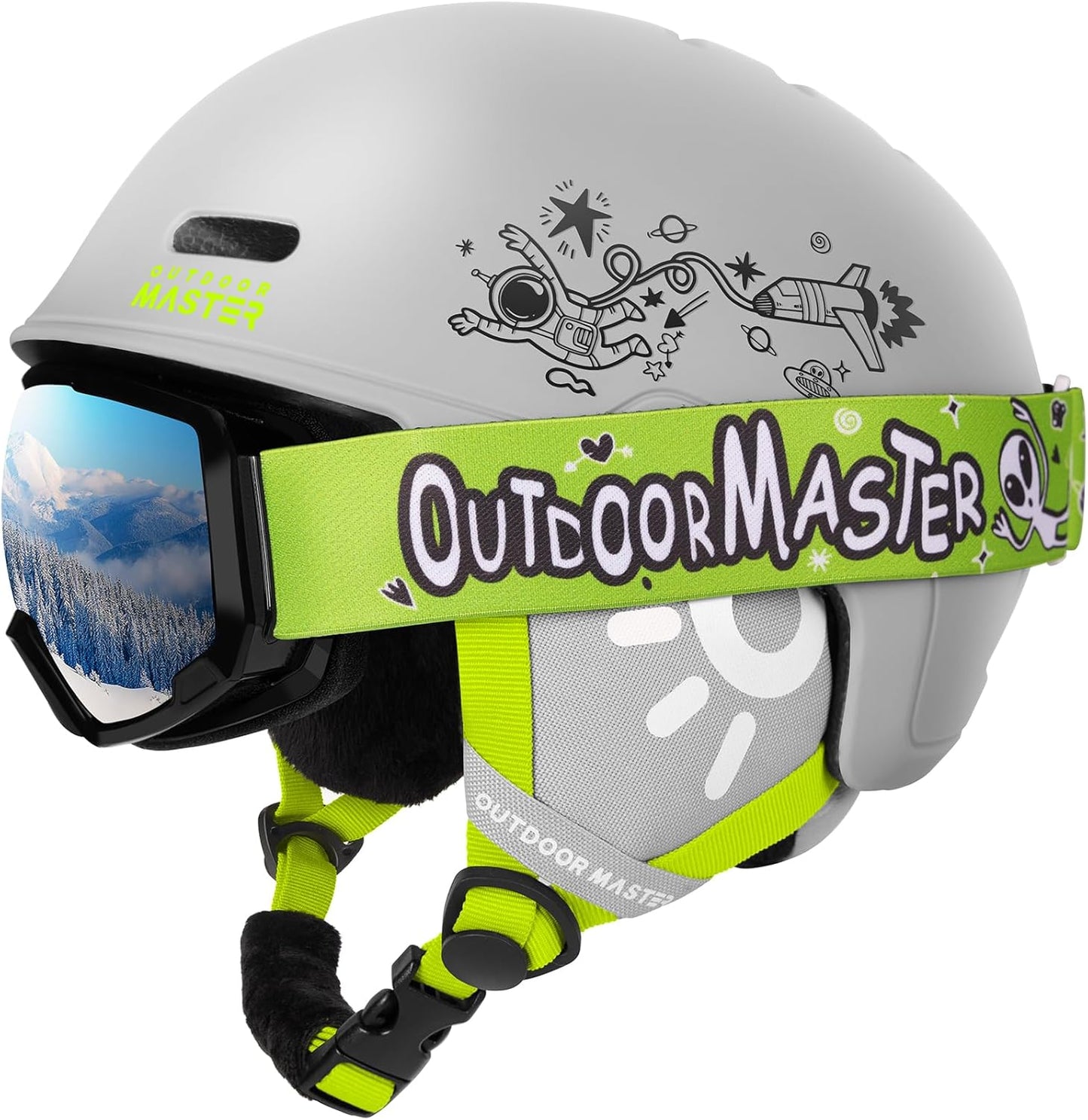 OutdoorMaster Kids Ski Helmet and Goggles Set for Safety
