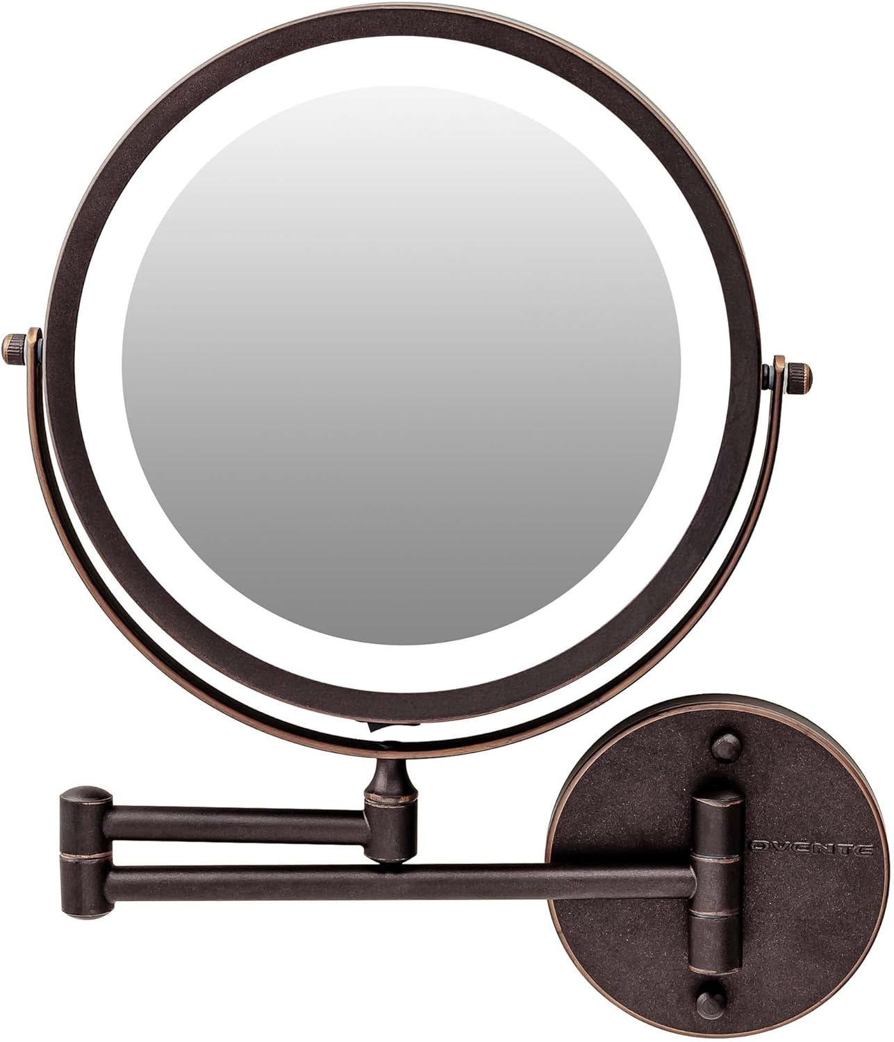 OVENTE 9in Lighted Wall Mount Makeup Mirror with 1X/7X Magnification