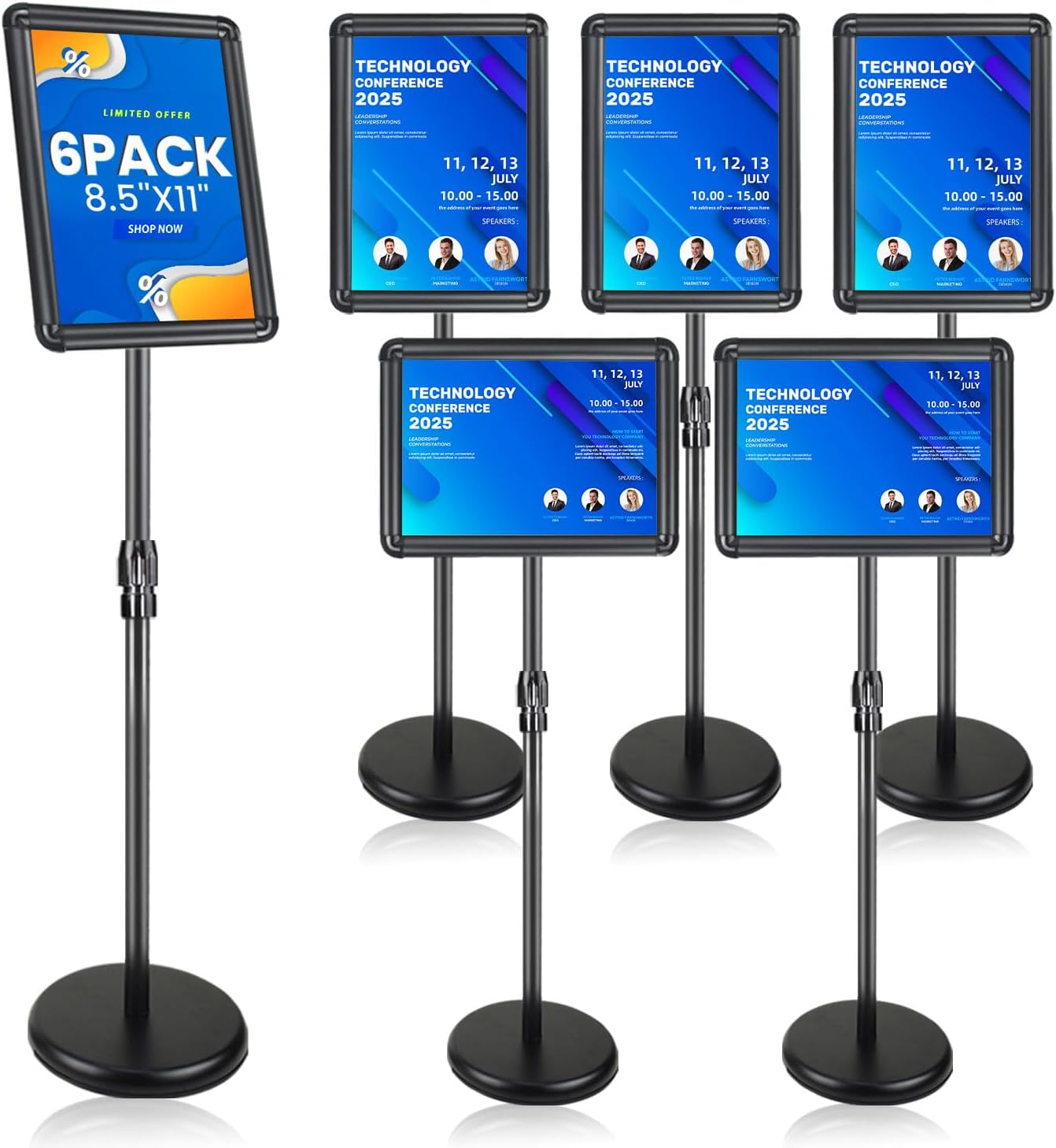 Adjustable Sign Holder for Business Display - 6 Pack Set
