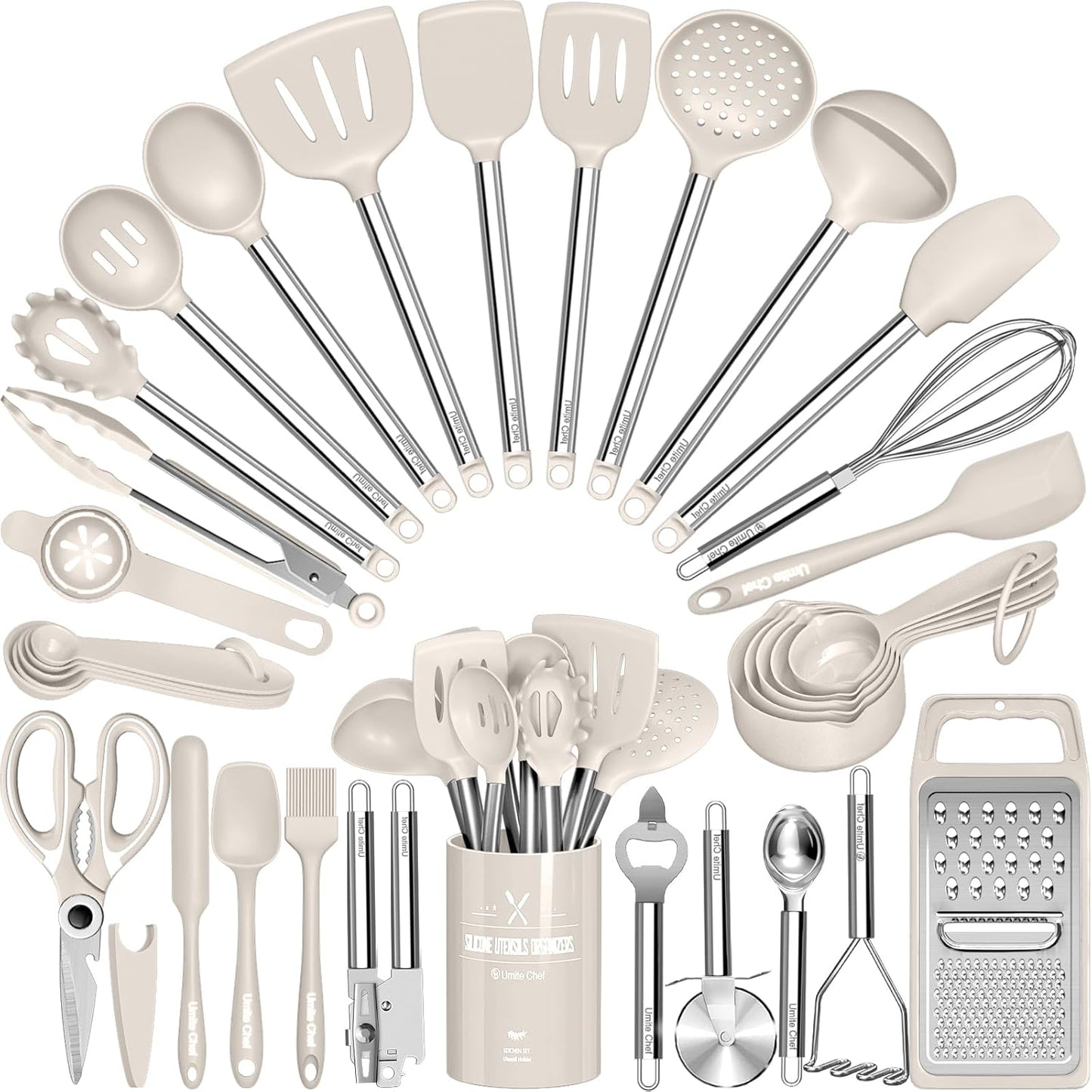 Kitchen Utensils Set - 34 Pcs Silicone Cooking Tools for Chefs
