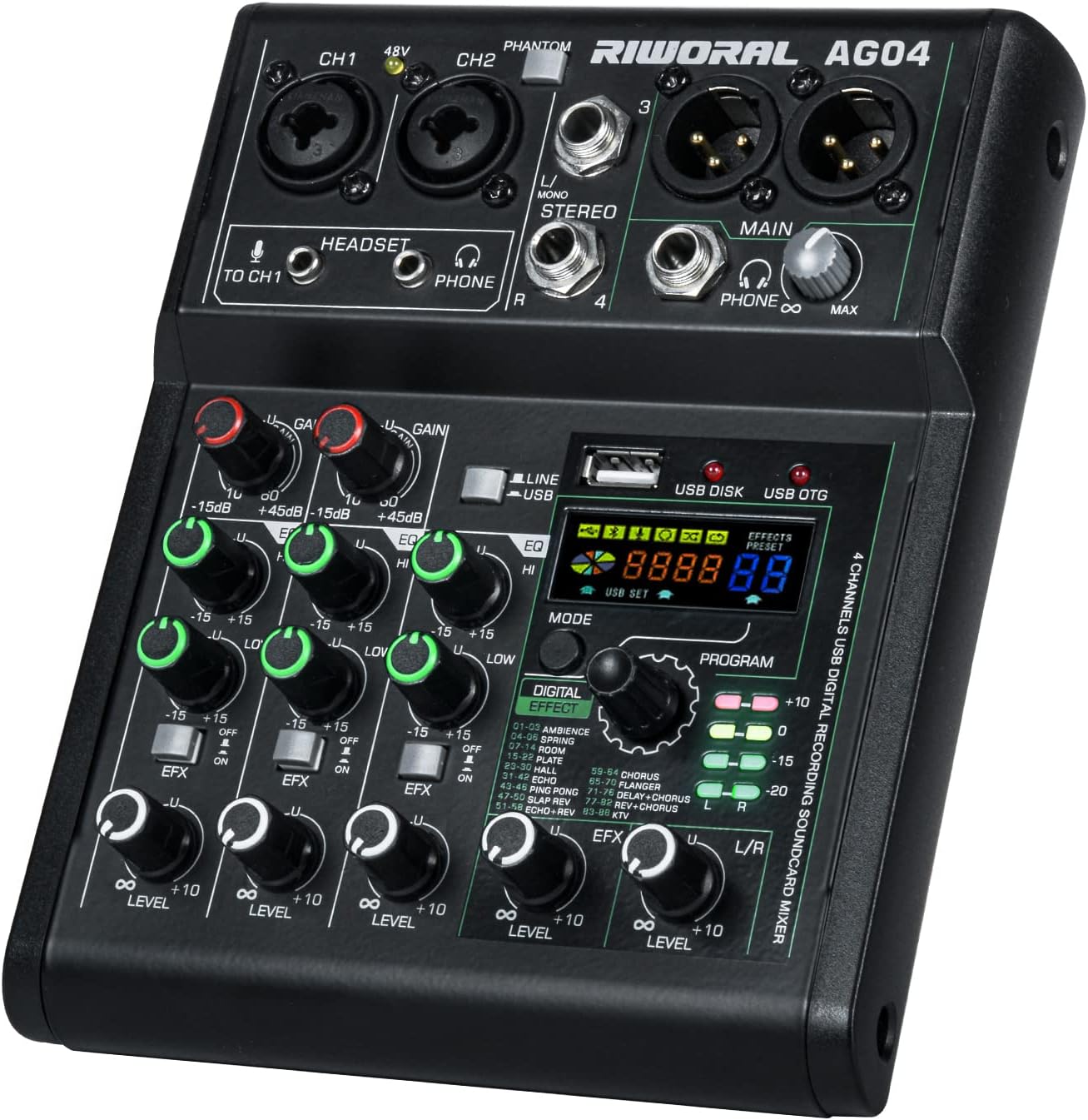 4 Channel Audio Mixer With Effects For Karaoke And Livestream