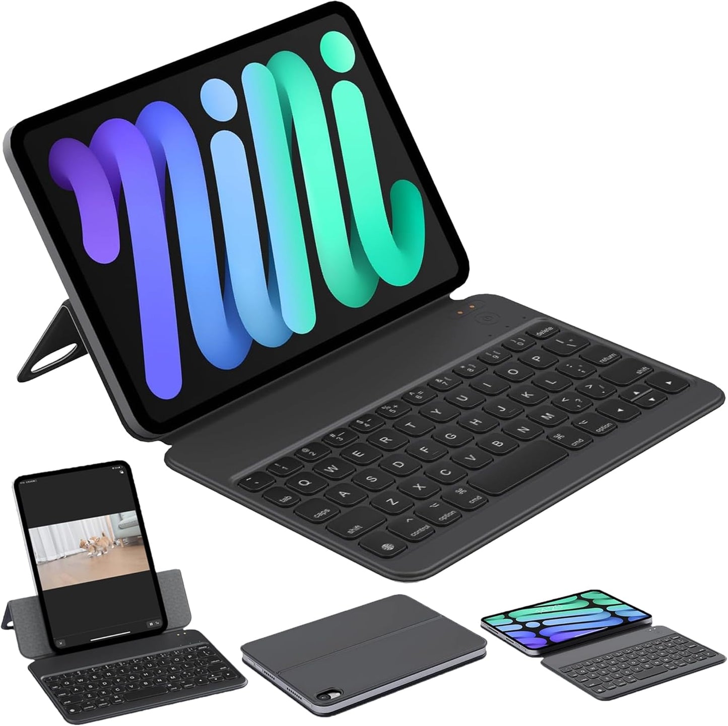 HOU Keyboard Case for iPad Mini 6/7: Ultra Slim Folio Design