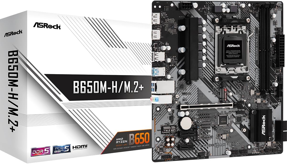 ASRock B650M-H/M.2+ Micro ATX Motherboard for Ryzen 8000/7000
