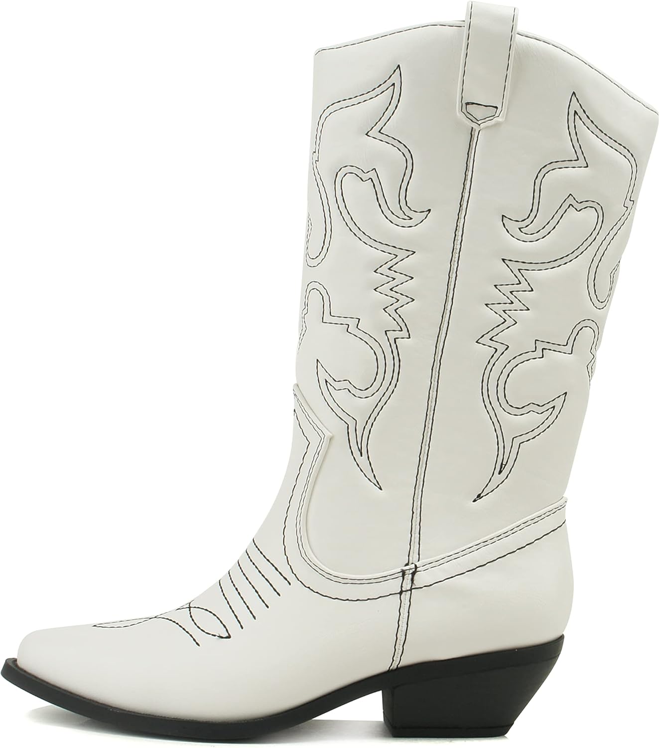 SODA Women's Round Toe Faux Suede Stacked Heel Ankle Bootie
