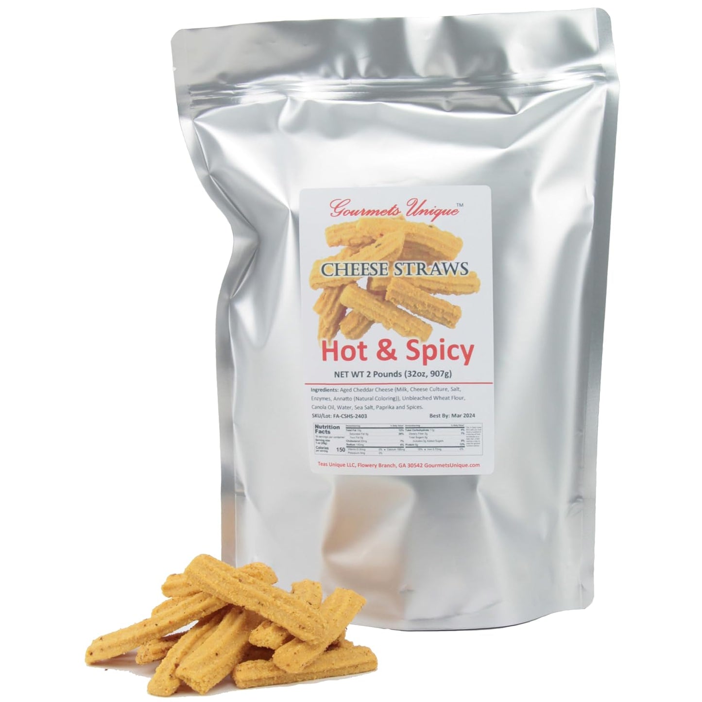 Southern Gourmet Cheese Straws, Hot and Spicy Cheddar Snack