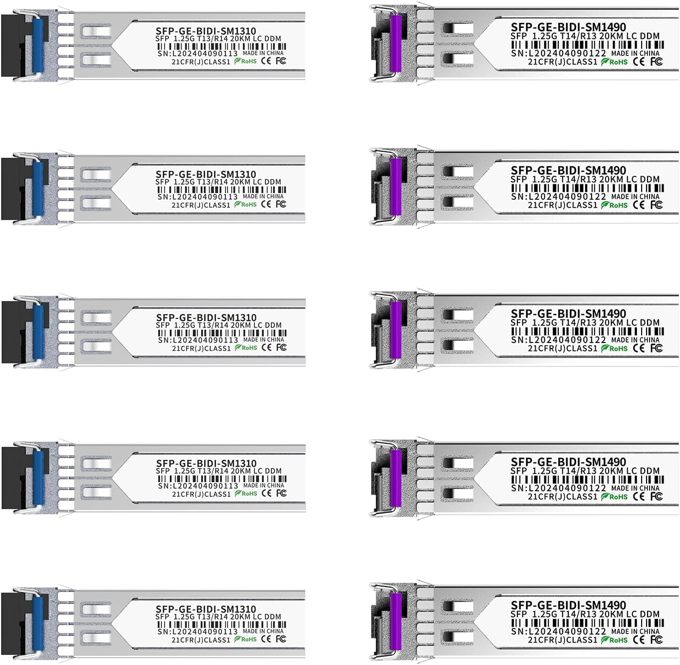 5 Pair 1.25G BiDi SFP Fiber Transceiver Module for Reliable Networks