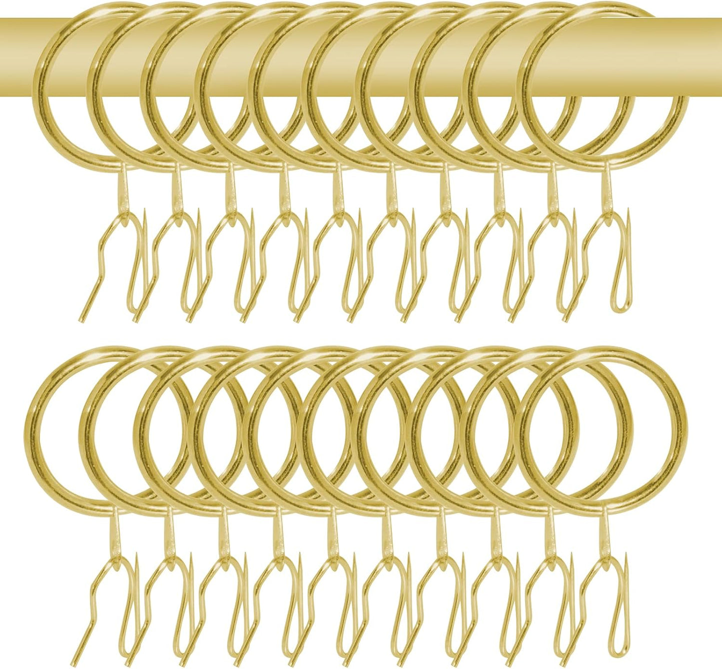 Decorative Curtain Rings & Hooks Set for Easy Hanging (Gold)