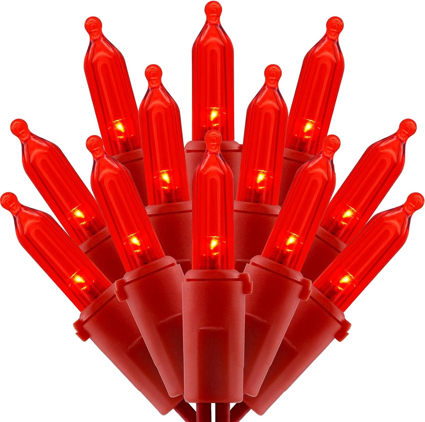 Sparkling 200 Red LED Christmas Lights x2 Sets - UL Certified, 33ft, Commercial Grade